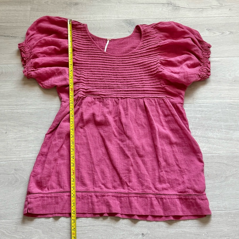 Free People Pink Puff Sleeve Top size small